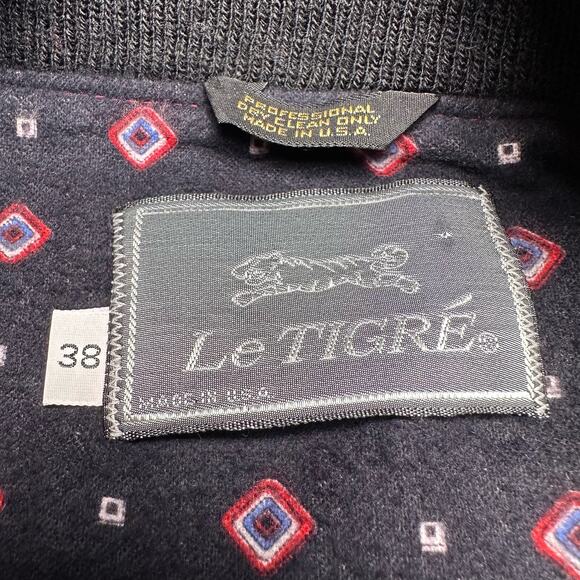 Le Tigre | Men | Vintage 80s Red Wool Felt Bomber Jacket | Size 38 Small - Picture 7 of 11